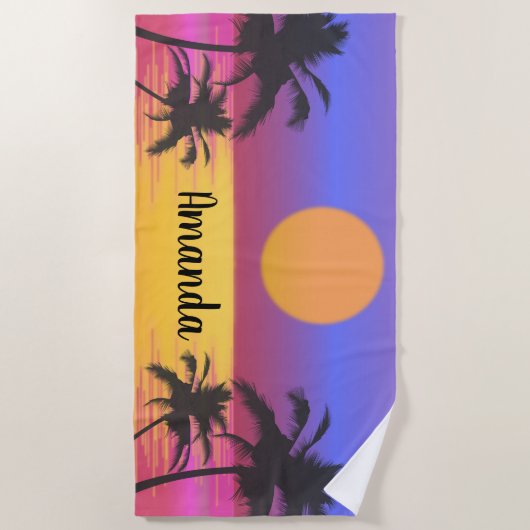 Tropisch zonsonderstel strandlaken (Voorkant)