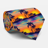 Tropisch zonsonderstel stropdas (Opgerold)