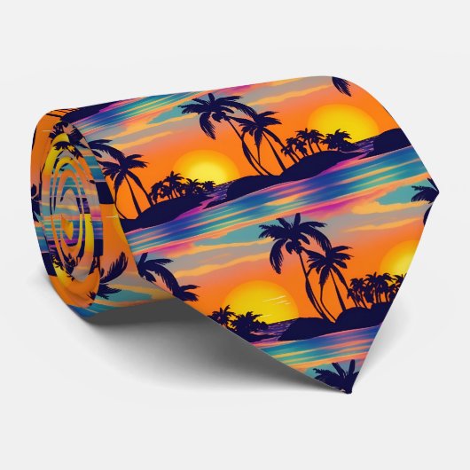 Tropisch zonsonderstel stropdas (Opgerold)