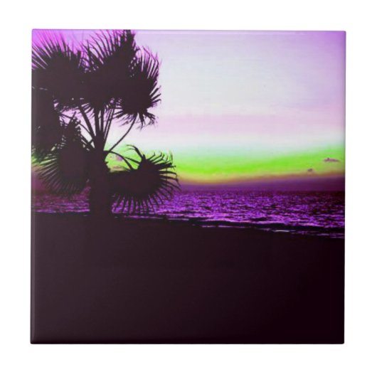 Tropisch zonsonderstel tegeltje (Voorkant)