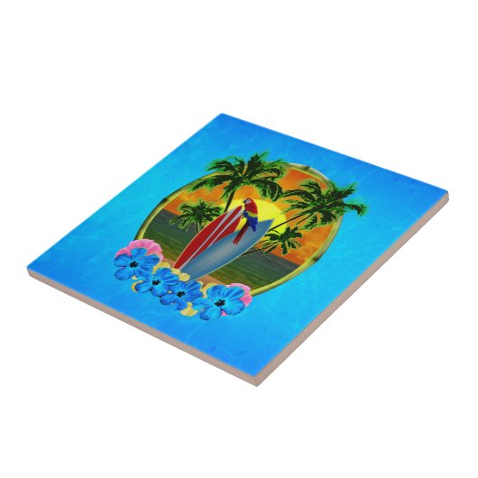 Tropisch zonsonderstel tegeltje (Zijkant)