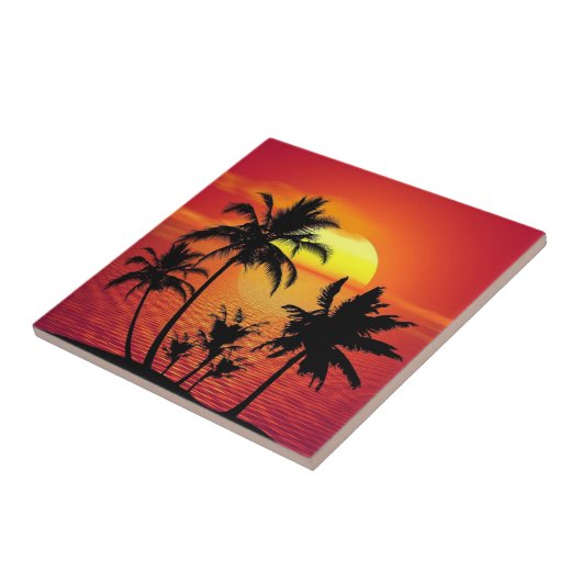 Tropisch zonsonderstel tegeltje (Zijkant)