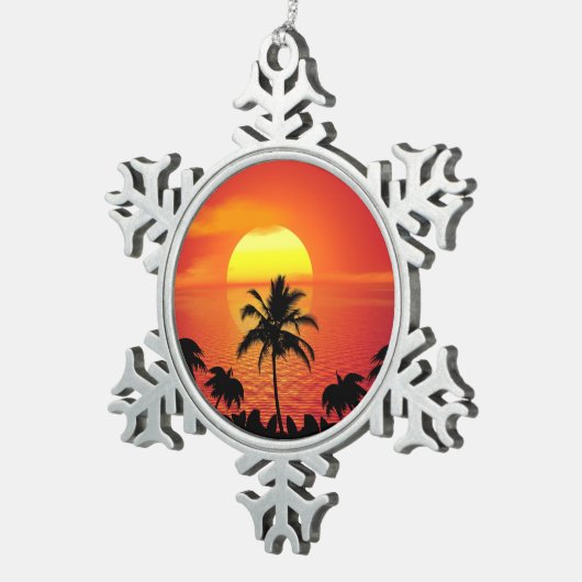 Tropisch zonsonderstel tin sneeuwvlok ornament (Rechts)