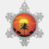 Tropisch zonsonderstel tin sneeuwvlok ornament (Voorkant)