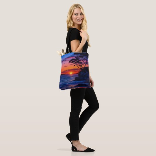 Tropisch zonsonderstel tote bag (Op model)