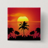 Tropisch zonsonderstel vierkante button 5,1 cm (Voorkant)
