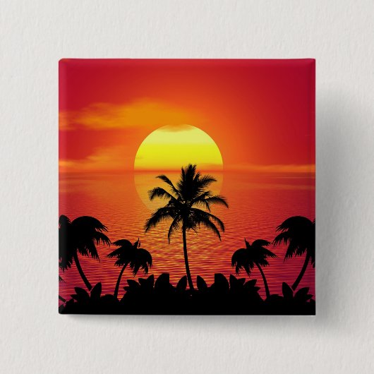 Tropisch zonsonderstel vierkante button 5,1 cm (Voorkant)