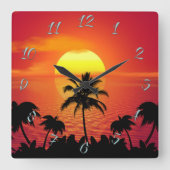 Tropisch zonsonderstel vierkante klok (Voorkant)