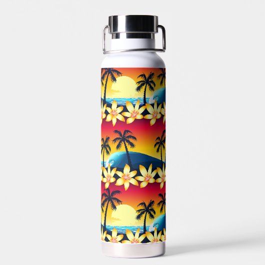 Tropisch zonsonderstel waterfles (Achterkant)