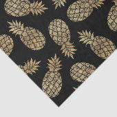 Tropisch zwart Chic Gold Pineapples Tissuepapier (Detail)