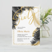 Tropisch zwart en goud 60ste verjaardag kaart (Staand voorkant)