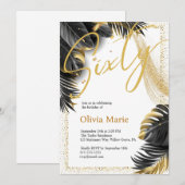 Tropisch zwart en goud 60ste verjaardag kaart (Voorkant / Achterkant)