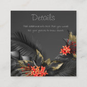 Tropisch zwart en goud bladeren Details Informatiekaartje (Achterkant)