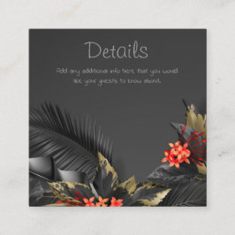 Tropisch zwart en goud bladeren Details Informatiekaartje