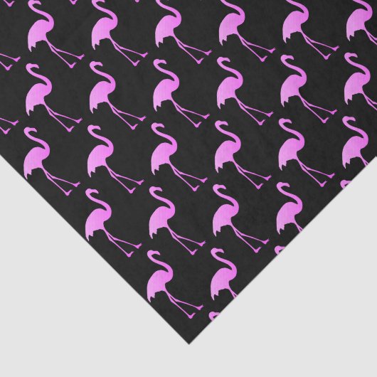 Tropisch zwart en roze flamingo patroon tissuepapier (Detail)
