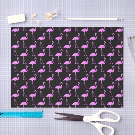 Tropisch zwart en roze flamingo patroon tissuepapier (Craft)