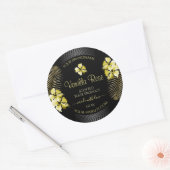 Tropisch zwart Gold-productlabel Hawaiian Flowers Ronde Sticker (Envelop)