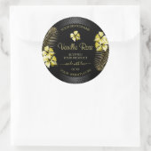 Tropisch zwart Gold-productlabel Hawaiian Flowers Ronde Sticker (Tas)