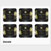 Tropisch zwart Gold-productlabel Hawaiian Flowers Vierkante Sticker (Vel)