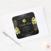 Tropisch zwart Gold-productlabel Hawaiian Flowers Vierkante Sticker (Envelop)
