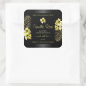 Tropisch zwart Gold-productlabel Hawaiian Flowers Vierkante Sticker (Tas)