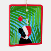 Tropisch Zwart Lab Santa Dog Kerstversiering Keramisch Ornament (Rechts)