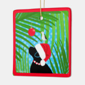 Tropisch Zwart Lab Santa Dog Kerstversiering Keramisch Ornament (Links)