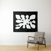 Tropisch zwart-wit Monstera Leaf Abstract Wandkleed (In Situ (horizontaal))
