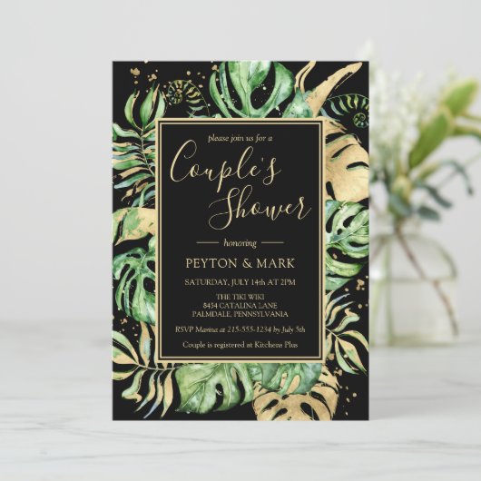 Tropisch zwarte en gouden paardenweduwenbord kaart (Staand voorkant)