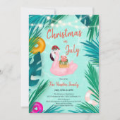 Tropisch zwembad feest floater kerst in juli kaart (Voorkant)