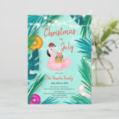 Tropisch zwembad feest floater kerst in juli kaart (Staand voorkant)
