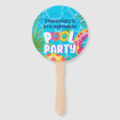 Tropisch Zwembad Feest Verjaardag Handwaaier (Voorkant)