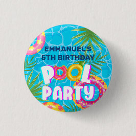 Tropisch Zwembad Feest Verjaardag Ronde Button 3,2 Cm