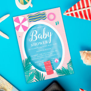 Tropisch zwembad, leuk baby shower zomer kaart