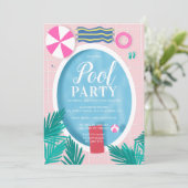 Tropisch zwembad, leuk poel feest kaart (Staand voorkant)