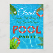 Tropisch zwembad Party | Zomer verjaardag Briefkaart (Voorkant)
