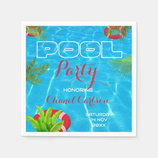 Tropisch zwembad Party | Zomer verjaardag Servet (Voorkant)