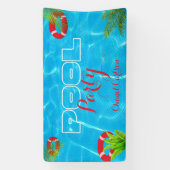 Tropisch zwembad Party | Zomer verjaardag Spandoek (Verticaal)