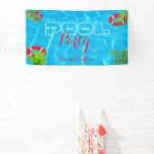 Tropisch zwembad Party | Zomer verjaardag Spandoek (Insitu)