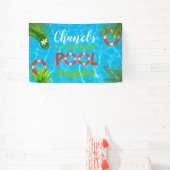 Tropisch zwembad Party | Zomer verjaardag Spandoek (Insitu)