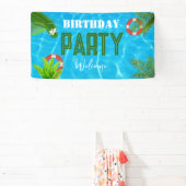 Tropisch zwembad Party | Zomer verjaardag Spandoek (Insitu)