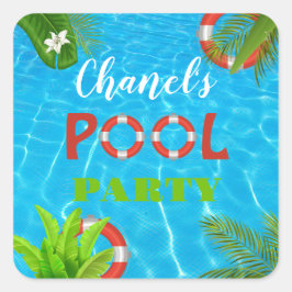 Tropisch zwembad Party | Zomer verjaardag Vierkante Sticker