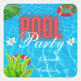 Tropisch zwembad Party | Zomer verjaardag Vierkante Sticker
