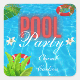Tropisch zwembad Party | Zomer verjaardag Vierkante Sticker
