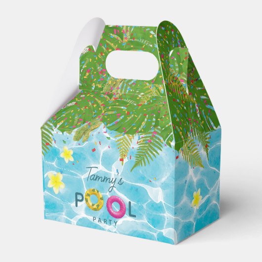 Tropisch Zwembad Party Zwembad Verjaardag Bedankdoosjes (Voorkant Zijde)