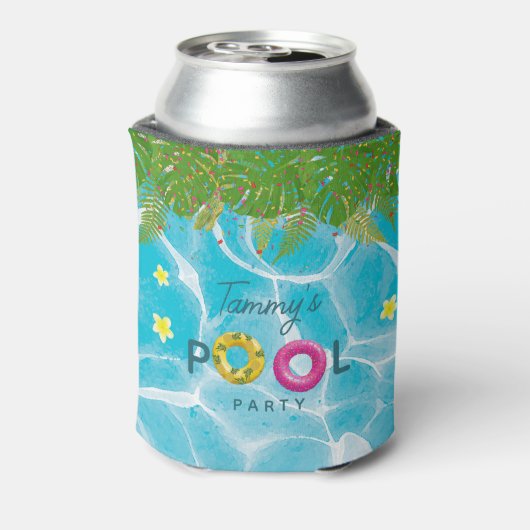 Tropisch Zwembad Party Zwembad Verjaardag Blikjeskoeler (Blikje Achterkant)