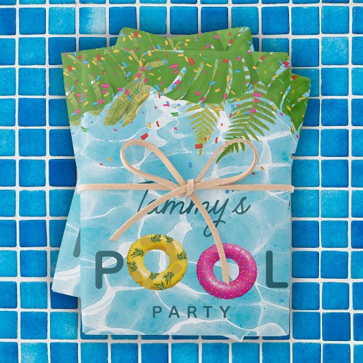 Tropisch Zwembad Party Zwembad Verjaardag Inpakpapier Vel