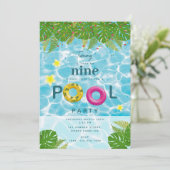 Tropisch Zwembad Party Zwembad Verjaardag Kaart (Staand voorkant)