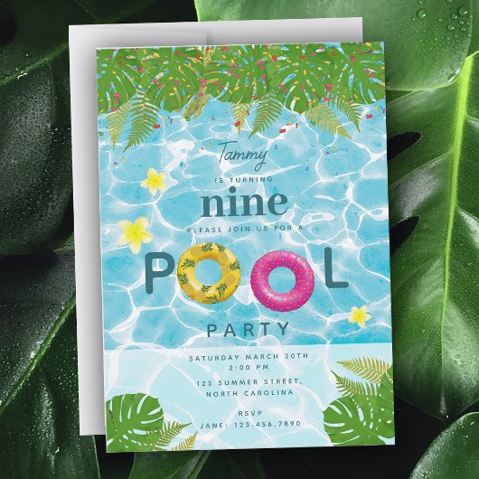 Tropisch Zwembad Party Zwembad Verjaardag Kaart