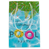 Tropisch Zwembad Party Zwembad Verjaardag Medium Cadeauzakje (Voorkant)